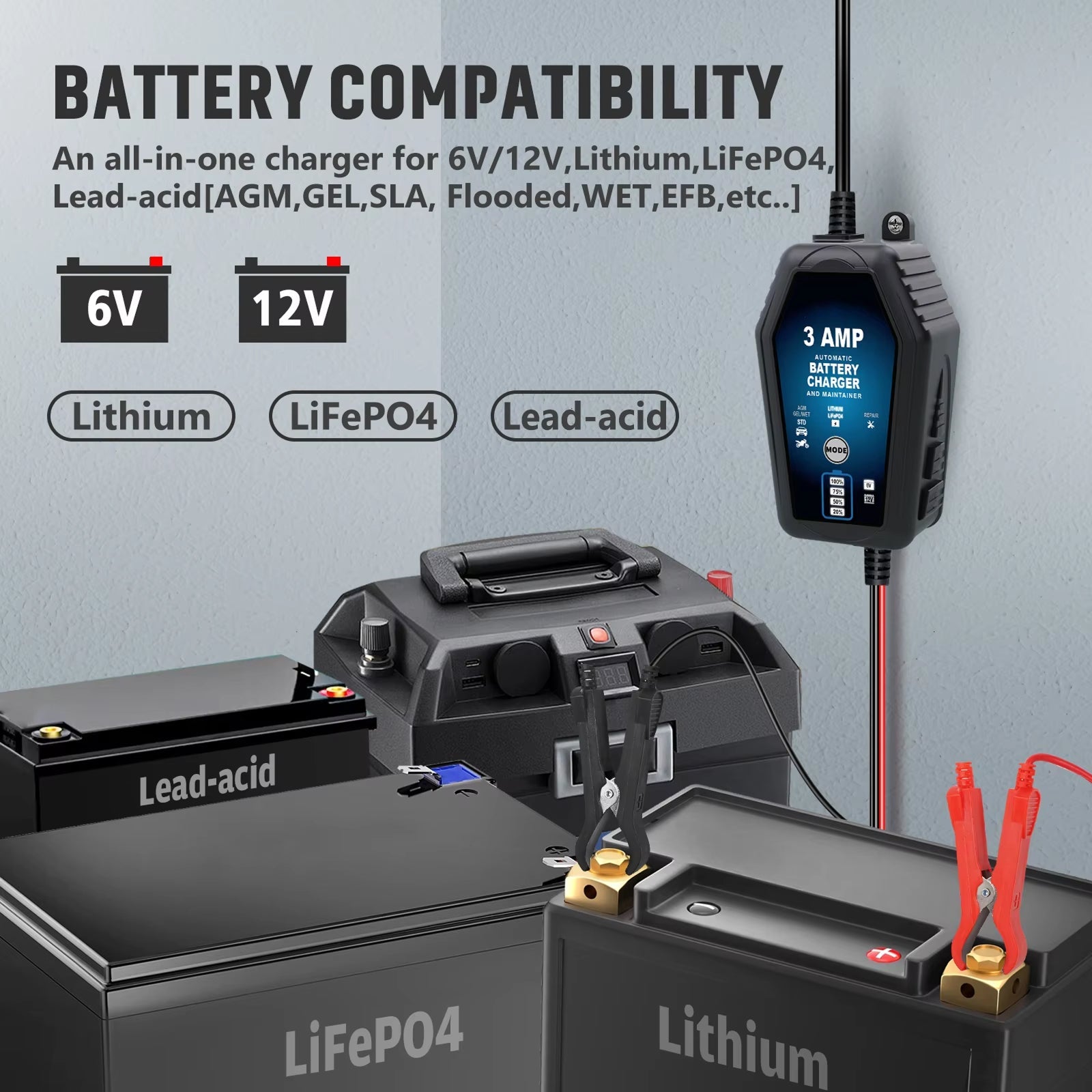 Voltebax 6V/12V Battery Tender with Repair Mode