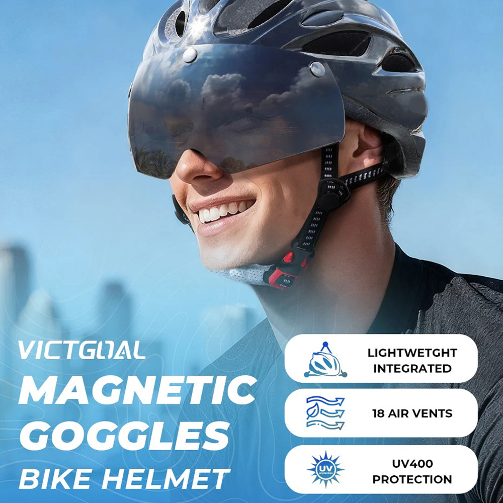 Bolltinux Bike Helmet with Magnetic Goggles and LED Safety Light