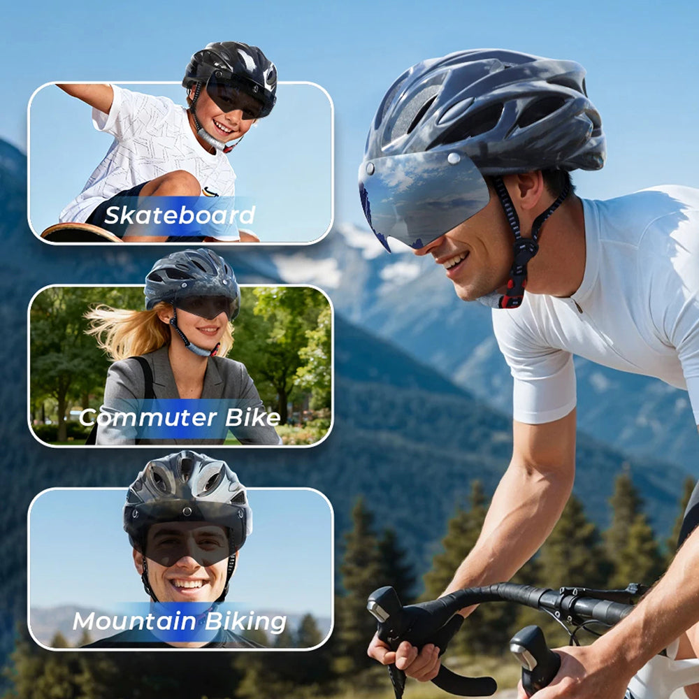 Bolltinux Bike Helmet with Magnetic Goggles and LED Safety Light